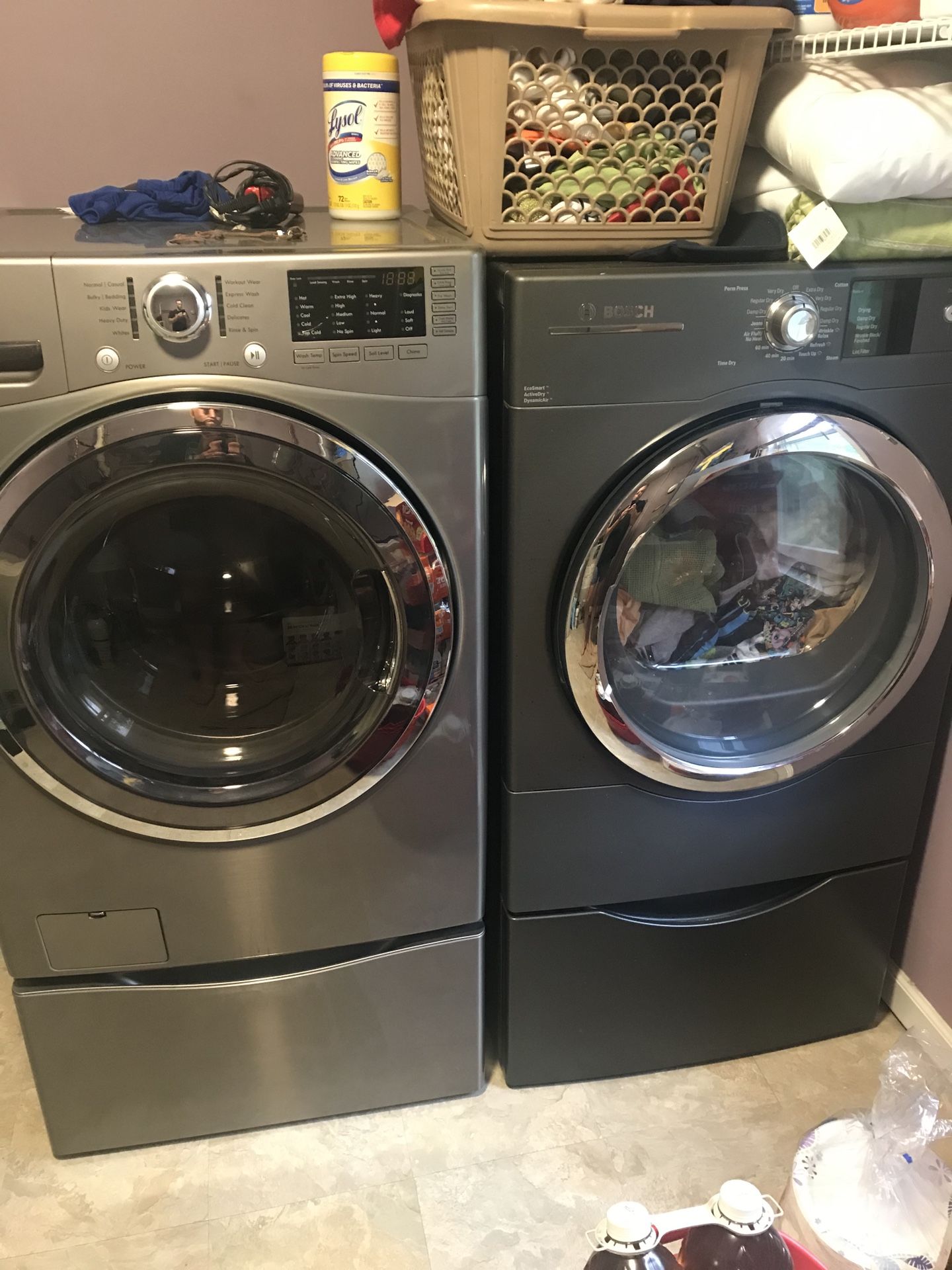 Kenmore Washer (6 months old), Bosch Dryer and 2 pedestals for Sale in