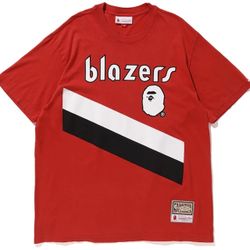 Size Medium - Mitchell And Ness Bape Shirt NBA Basketball Portland Trail Blazers Authentic Vintage Shirt Apparel Streetwear Kanye West Supreme Huf