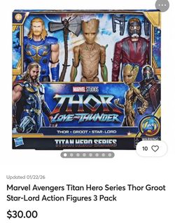 Marvel Avengers Titan Hero Series Thor Groot Star-Lord Action Figures 3 Pack