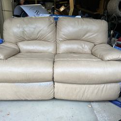FREE-Tan Leather  RECLINING Couch & LoveSeat