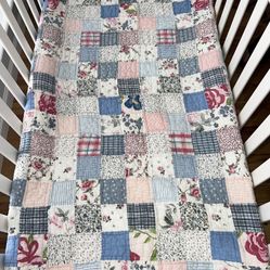 Pottery Barn Kids Patchwork Crib Quilt, Reversible floral pattern