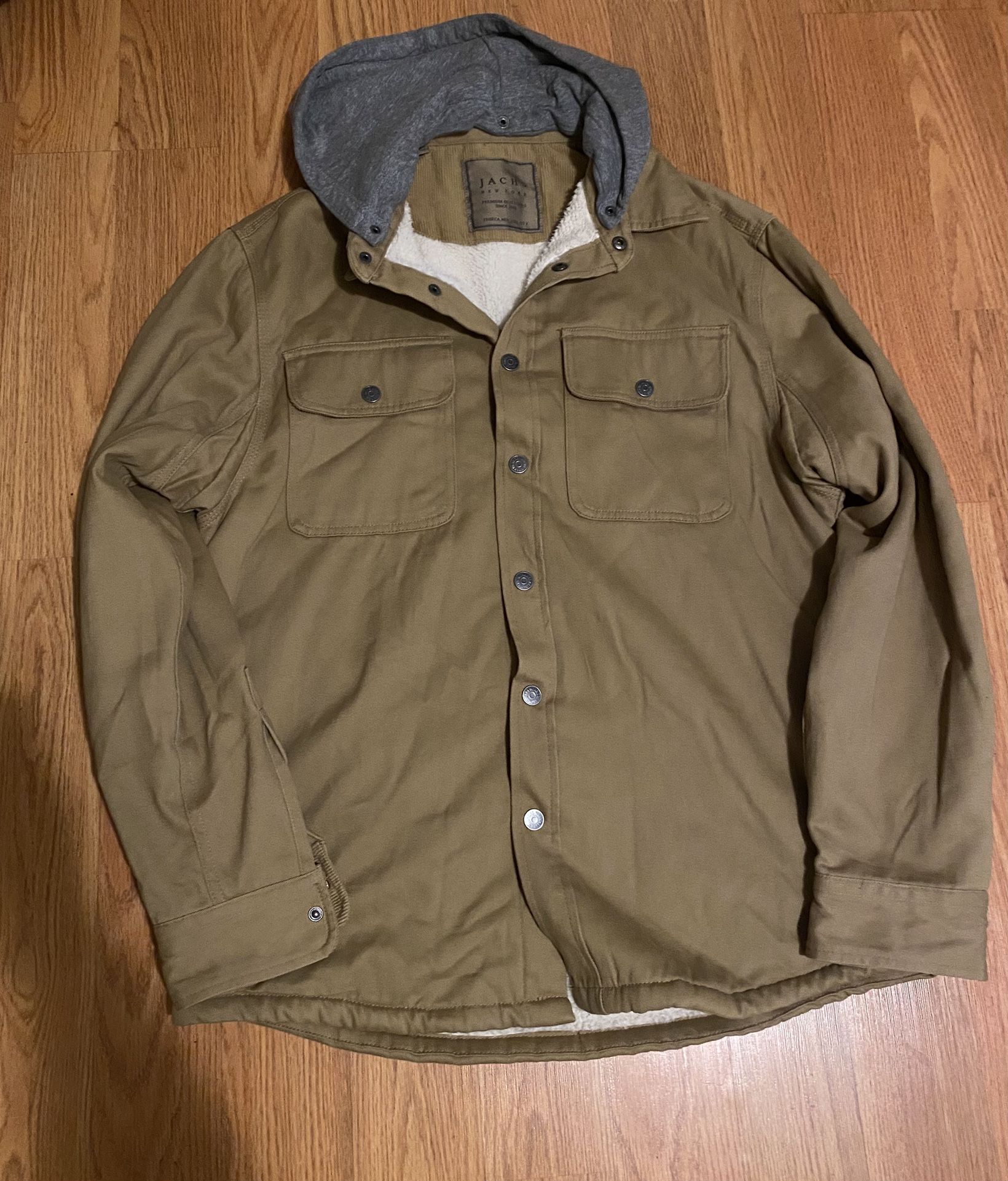 men’s warm jacket with hoodie size Large $60