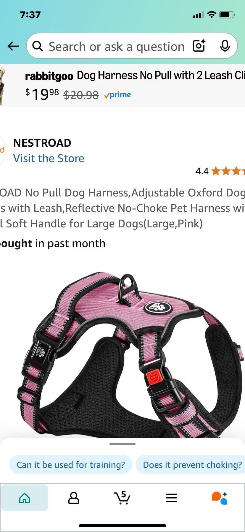 New Pink Harness And Leash Large