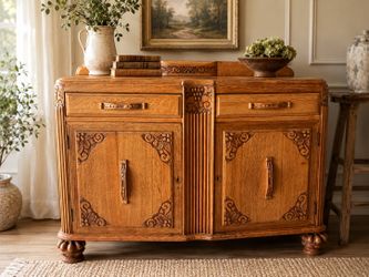 Vintage solid wood buffet sideboard credenza