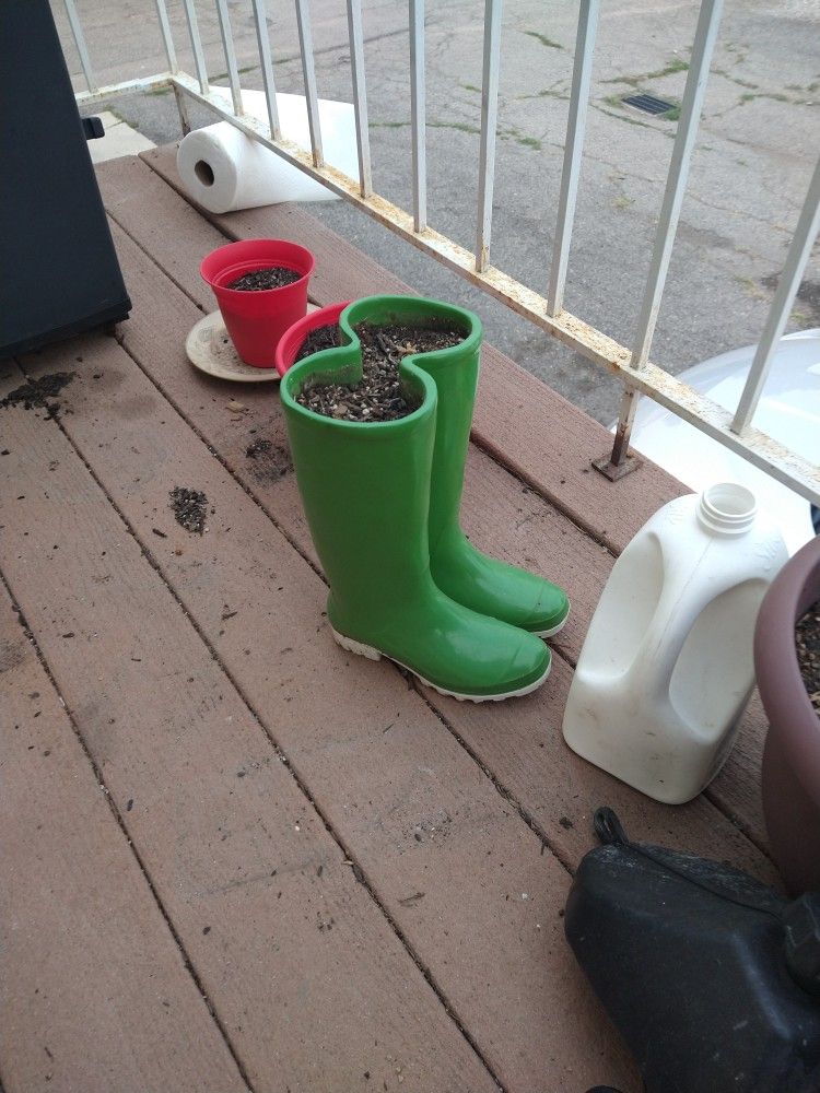 Green Boots Planter Potter