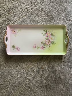 Antique Hand Painted Nippon Floral Porcelain Serving Tray