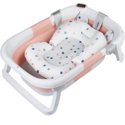 Napei Collapsible Baby Bathtub Baby Tubwith Soft Cushion & Travel Bathbub