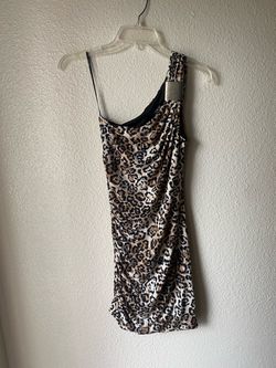 Leopard Print One-Shoulder Mini Dress