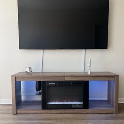 70 Inch Tv Samsung And Fire Place Tv Stand Led Lights