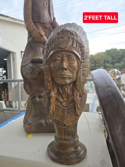 CONCRETE CEMENT INDIAN CHIEF STATUE $100 EACH (2' FEET TALL)