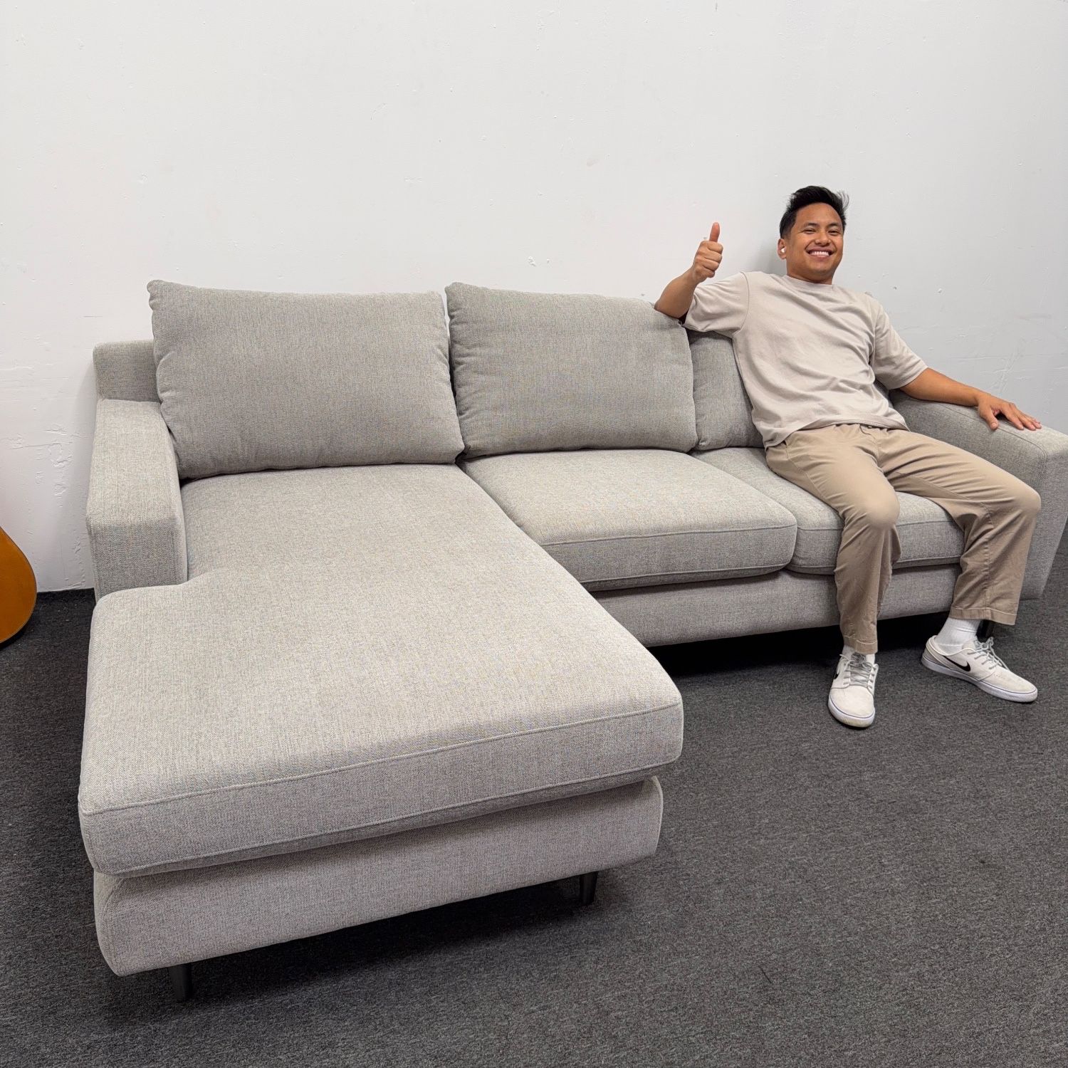 Brand New Interior Define : Sloan Left Chaise Sectional Couch - Silver Fox Chenille Fabric - Deliver