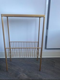 Gold End Table With Mirrored Top