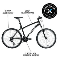 Brand New (Still In The Box) Decathlon Rockrider ST50, 21 Speed Aluminum Mountain Bike, 26" Wheels, Adults 14+, Black, Medium