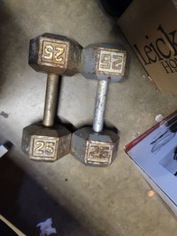 Pair of 25lbs iron dumbbells