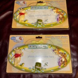 2 Disney Winnie Pooh Keepsake Name Plaque