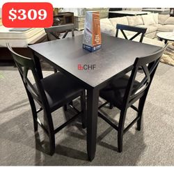 5 Piece Wooden Counter Height Dining Table Set 41.73 x 41.73 x 35.98 in. H - September Sale 