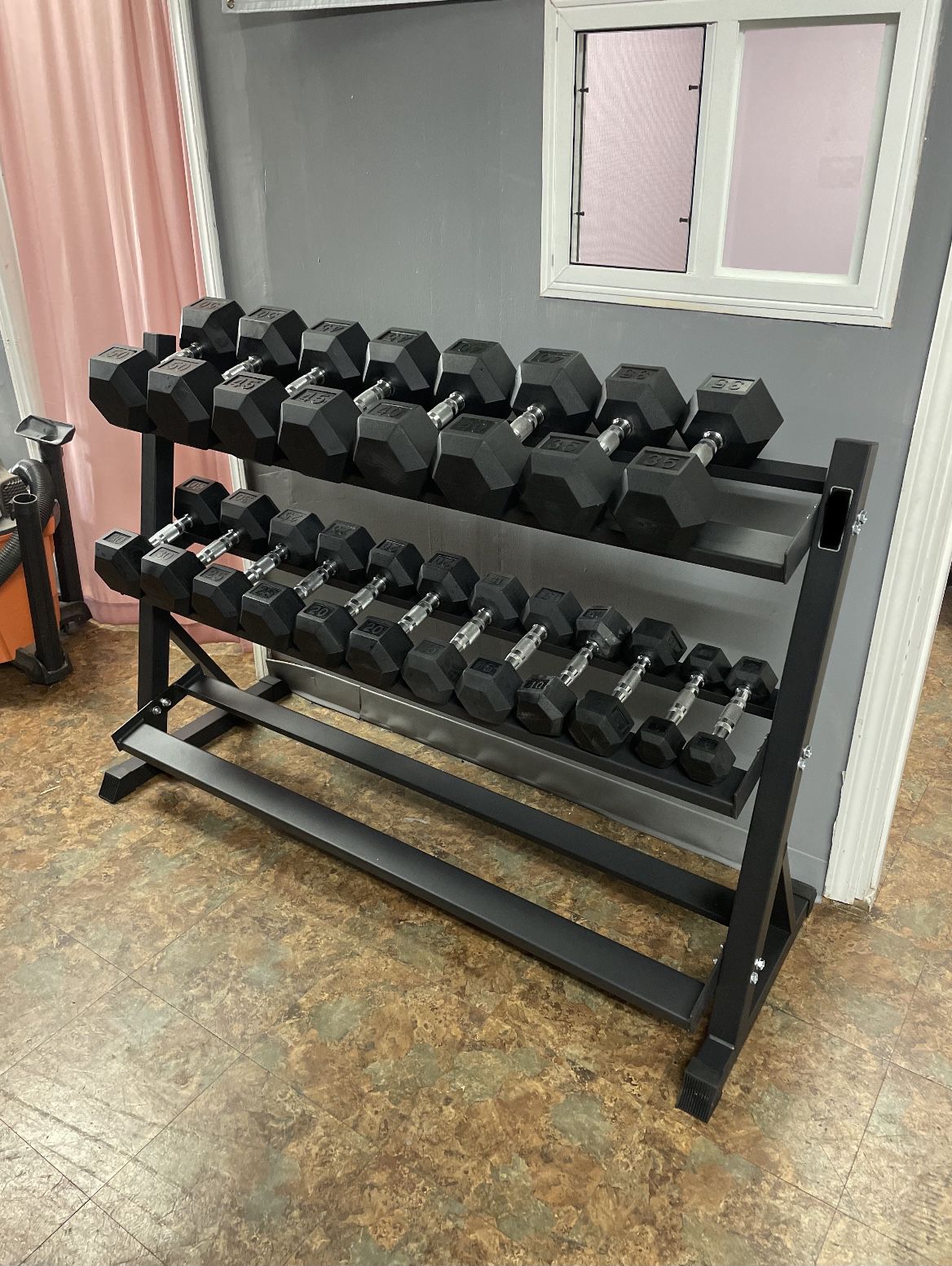 Brand New 5-50lb Rubber Hex Dumbbell Set With 3 Tier Dumbbell Rack; DELIVERY Is Available 🚚 CHECK DESCRIPTION FOR PRICE