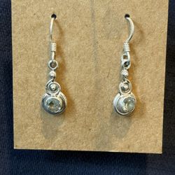 Sterling Silver Blue Topaz Dangle Earrings New