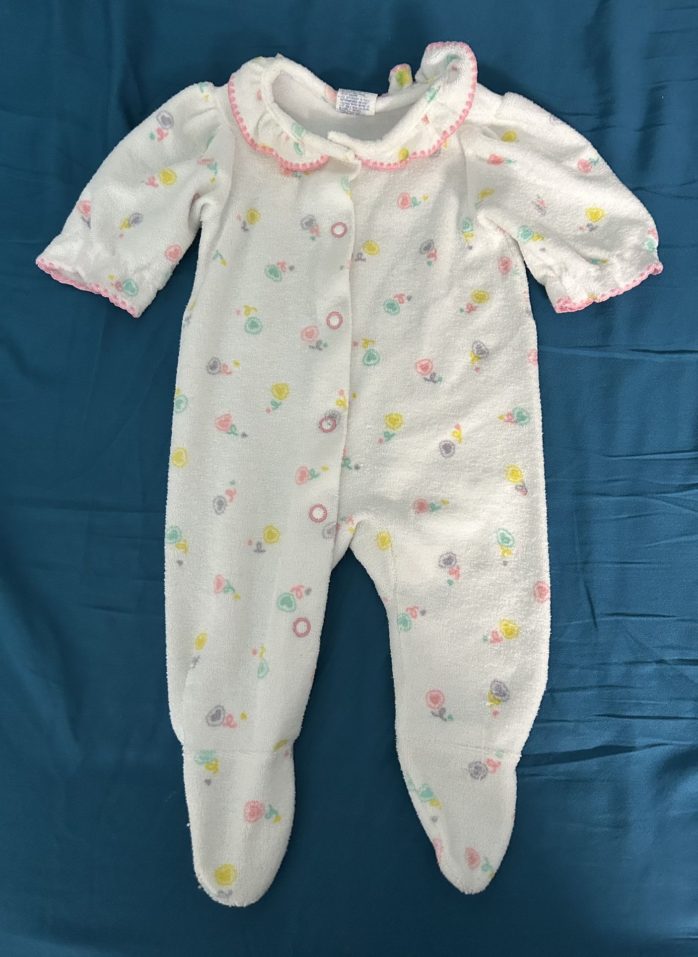 Vintage? Carters Baby Sleeper Terry Cloth Footed Small Up To 11 Lbs Flowers