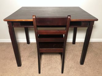 Kids Solid Wood Dark Cherry Art Craft Desk Table w/Chair