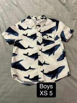 Youth boys XS 5 whale button up shirt