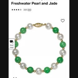 Freshwater Pearl and Jade. Bracelet