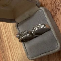 Engagement Proposal Wedding Band And Ring Set diamond&sterling silver 999 Style Elegant And Luminous Beautiful Ring BOTH INCLUDED WITH THIS PURCHASE  