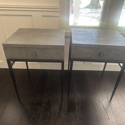 Set Of 2: Mitchell Gold + Bob Williams Dark Gray Faux Shagreen Nightstands
