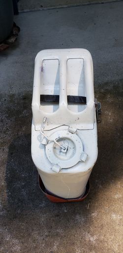 Jeep Fuel Can 1960's original with mounting bracket and locking strap