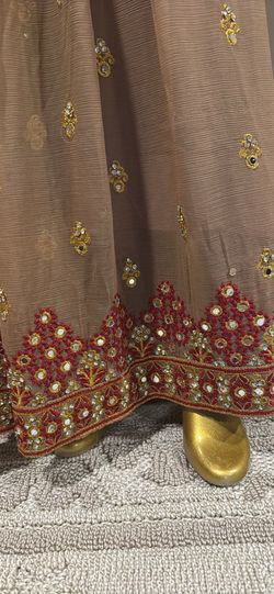 Designer-Style Red & Gold Embellished Dress