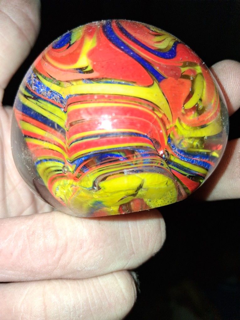 Vintage Marbled Glass Paper Weight