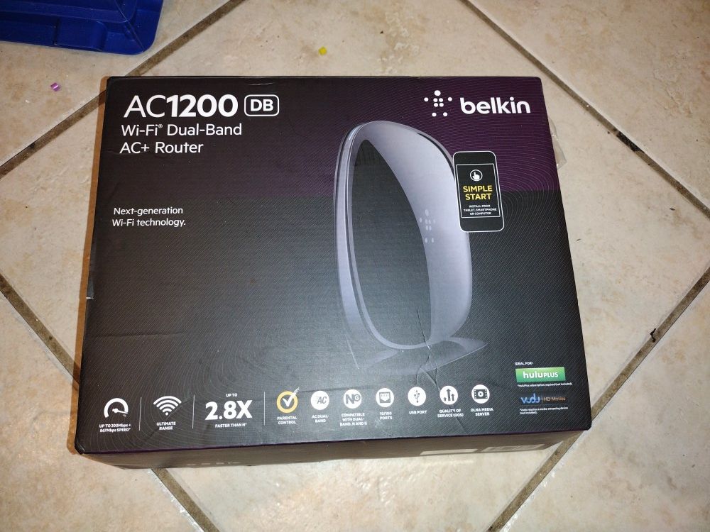 WiFi Router AC1200 Belkin Ideal for High Speed Streaming (New In Box)