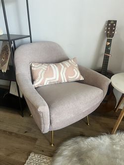 West Elm Phoebe Chair – Blush Pink / Brass Legs