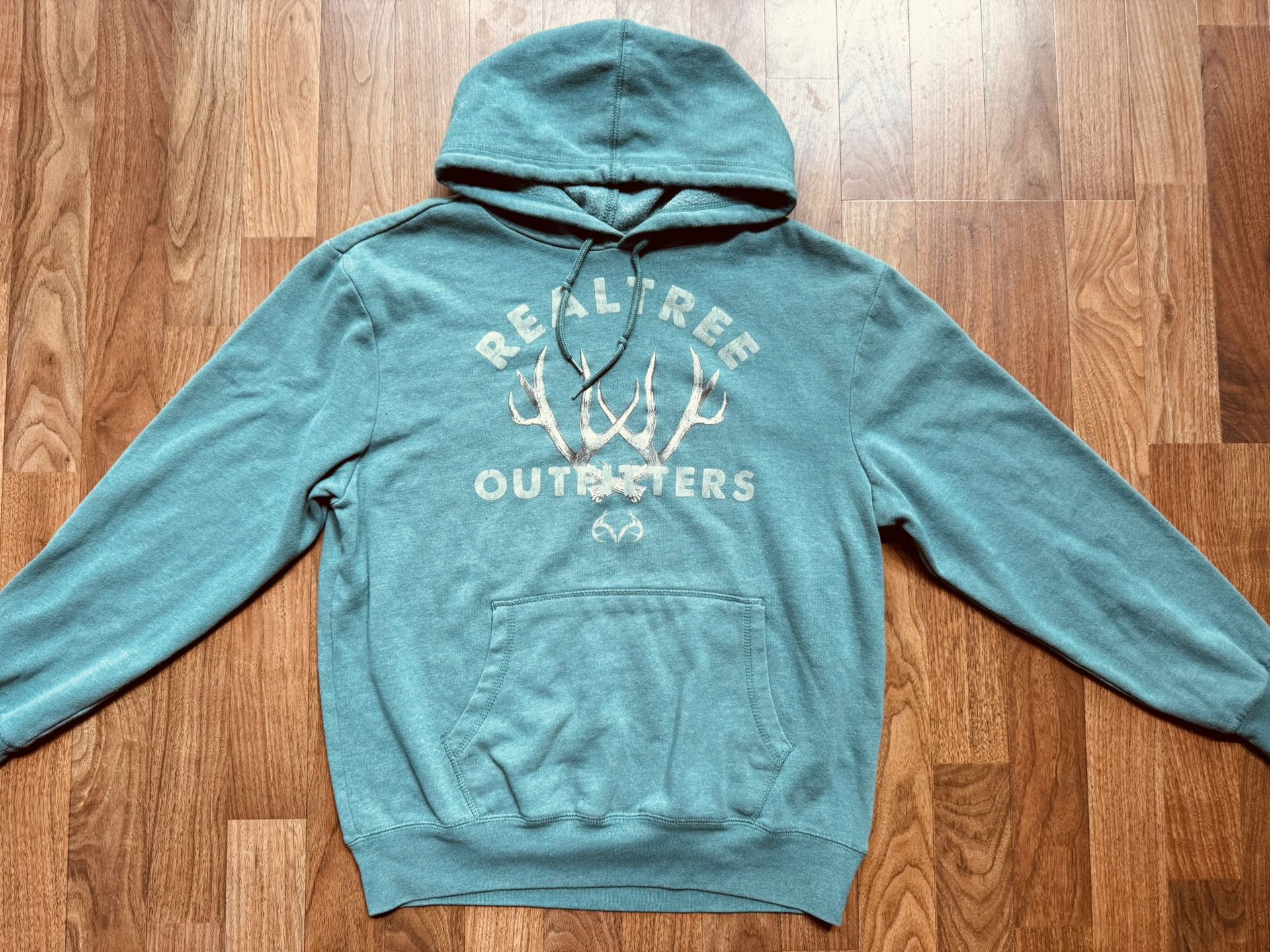 Realtree Outfitters Turquoise Hoodie MED Pullover Teal Blue EUC Hunting