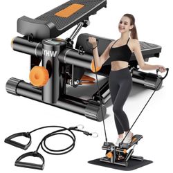 Steppers for Exercise at Home, Mini Stepper with Resistance Bands Full Body Work