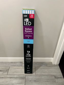 Feit Electric 32-Watt Equivalent 4 ft. White Linear Tube T8/T12 G13 Type B Ballast Bypass LED Light Bulb, Daylight 5000K (10- Pack)  4 packs available