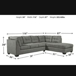 Ashley Furniture Gray Sectional W/Ottoman 