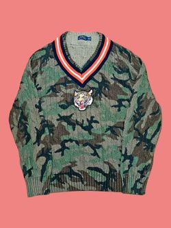 Polo Ralph Lauren Camo Cable Knit V-Neck Sweater
