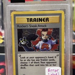 PSA 9 Team Rockets Sneak Attack Error Label