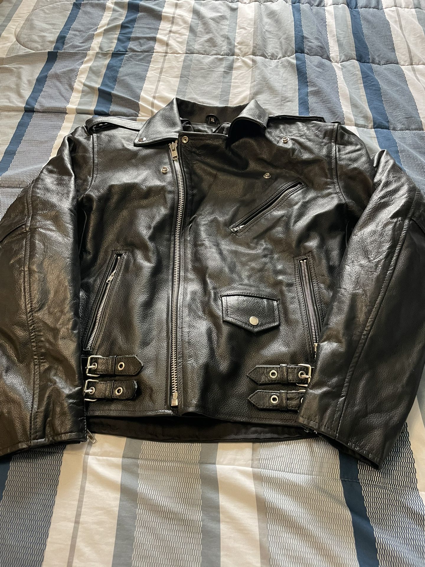 Chaqueta de motociclista de cuero, para hombre, chaqueta clásica de motociclista con protección CE