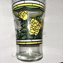 Vintage Whataburger yellow rose, drinking glass