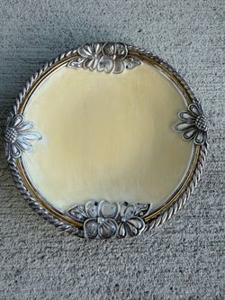 Brighton Floral Oval Trinket Dish Holder Silver Tone Vanity Tray 4.5”