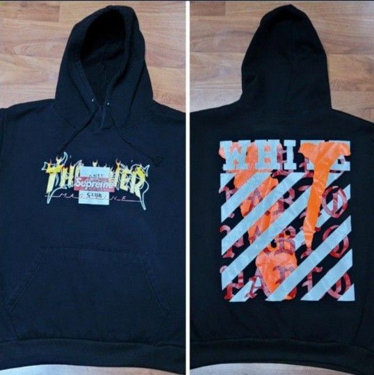 Mens Designer sweatshirt Pizza Slime Hoodie SUPREME Vlone OFF White Streetwear Kanye West Pablo vlone Thrasher Magazine Anti Social Club Mens Medium M