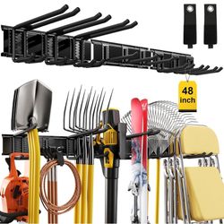 48" Garage Tool Organizer Wall Mount, 660lbs Heavy Duty Steel Garden Tool Storage Rack