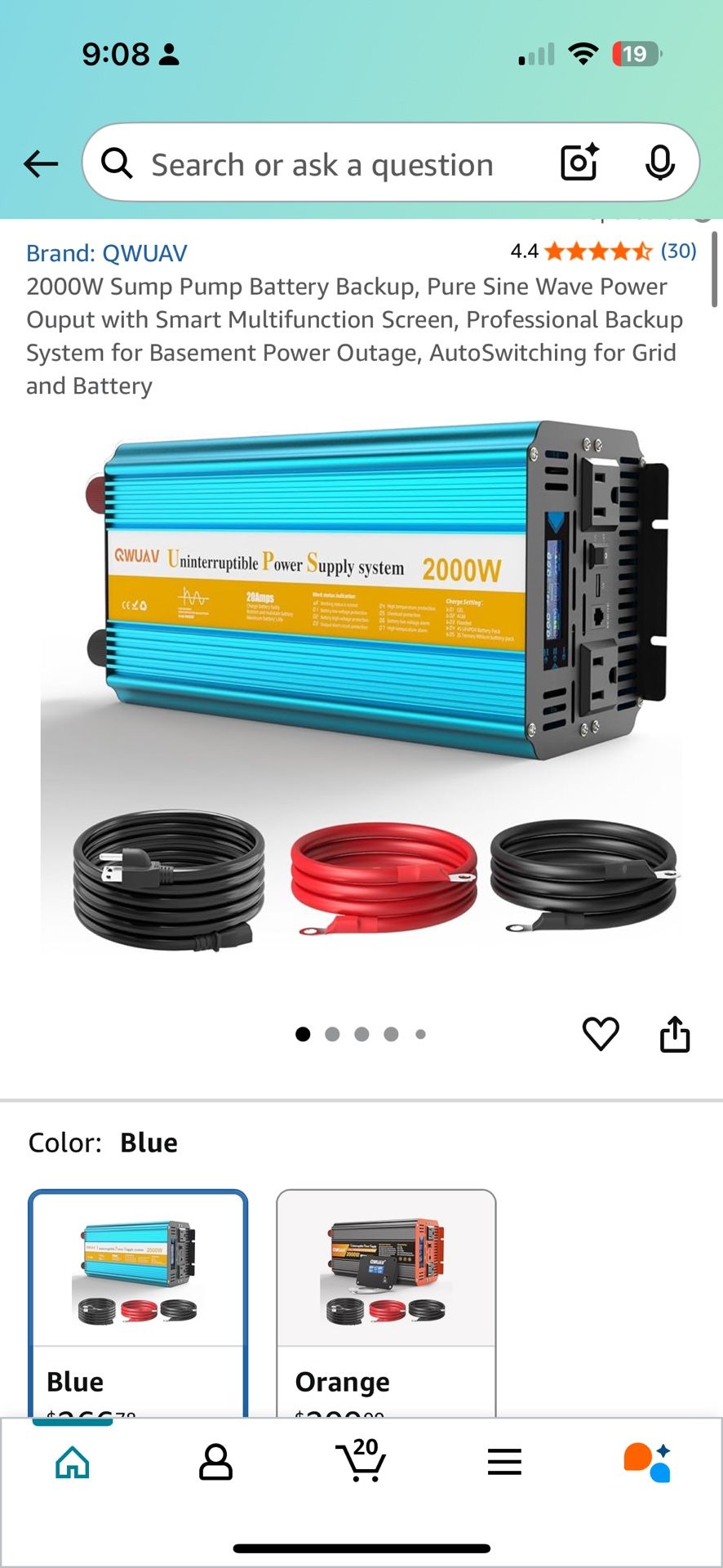 2000W Sump Pump Battery Backup,