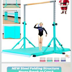 MARFULA Foldable Gymnastic Bar with Mat for Kids Ages 3-20, 350 lbs Weight Capacity, Gymnastic Kip Bar Horizontal Bar for Gymnast, Gymnastic Training 