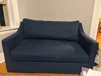 Blue Chenille Pullout Couch