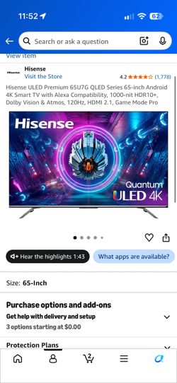 Hisense 75" ULED 4K Smart TV (U7G)