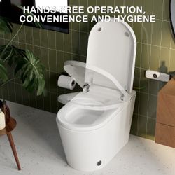 Smart Toilet, Tankless Toilet with Bidet Built In, Auto Open/Close Lid, ADA Comfort Height, Auto Flush, Bidet Toilet with Elongated Heated Seat, Warm 