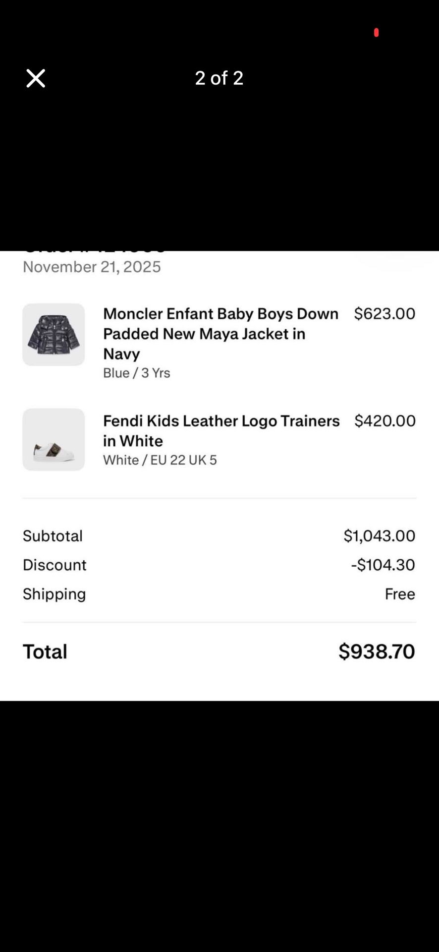 NEVER WORN KIDS MONCLER SIZE 4